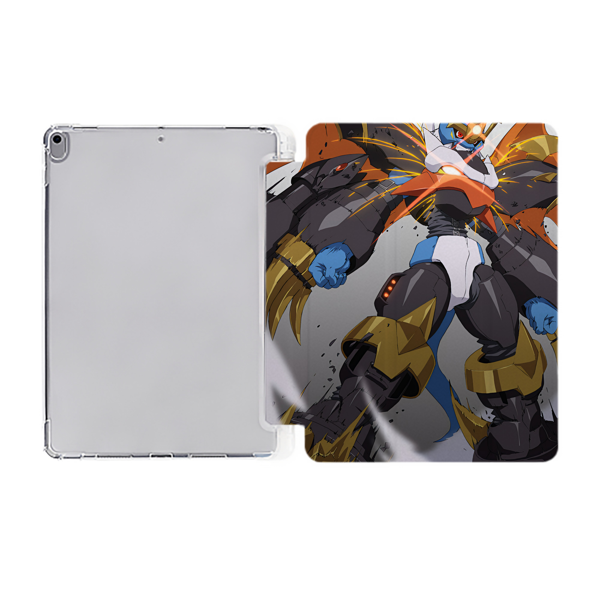 （画像用） Digimon デジタルモンスター/デジモン IPad ケース ペン収納付き 三つ折りスタンド PUレザー×シリコン 対応機種9.5/10.5/10.9インチ